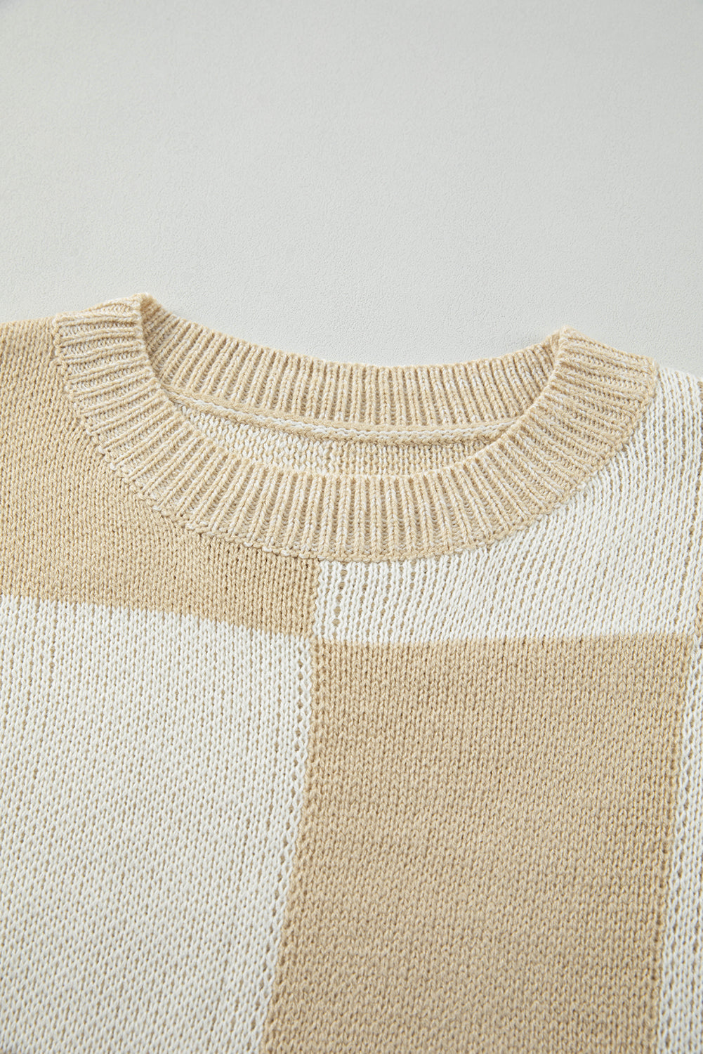 Cream Checkered Sweater