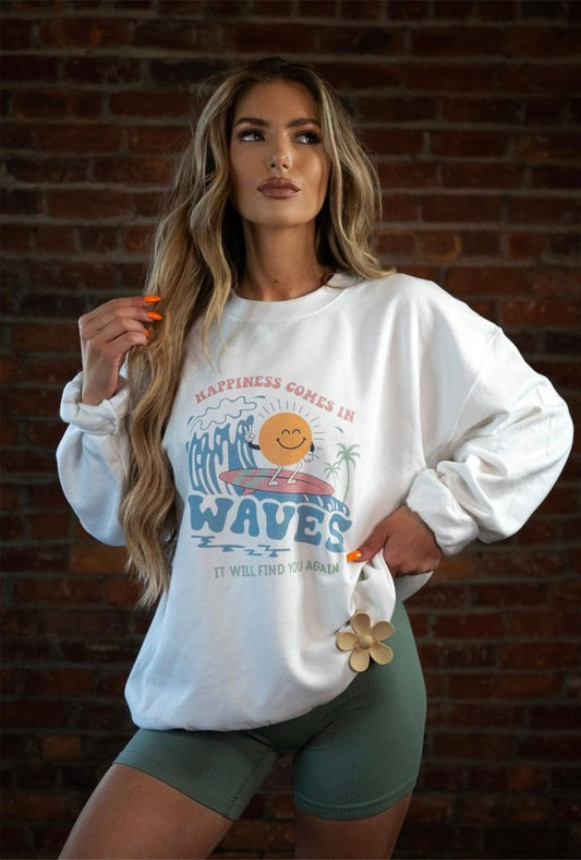 Happiness Comes in Waves Crewneck