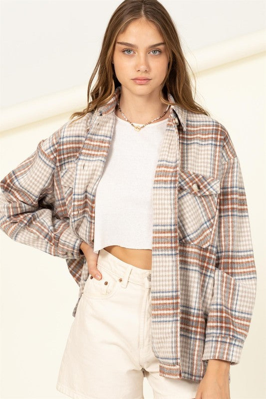 Checkered Print Button Up