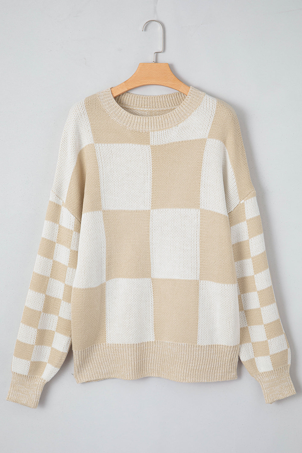 Cream Checkered Sweater